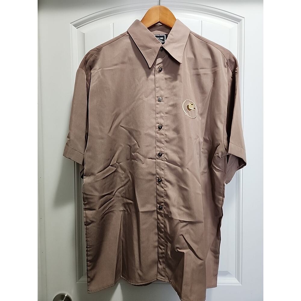 Saxifon Western Satin Shirt Embroidered Cowboy Hat & Rope Men's Medium Tan